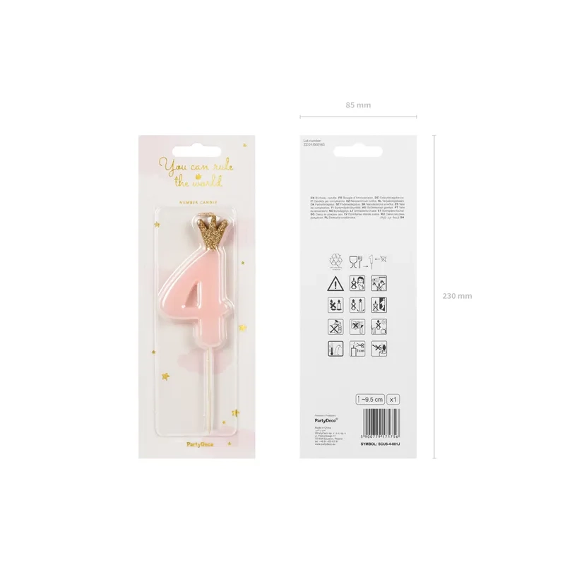 Világos rózsaszín 4-es tortagyertya