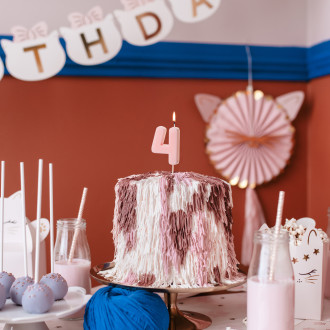 Sviečka na tortu číslo 4 svetloružová