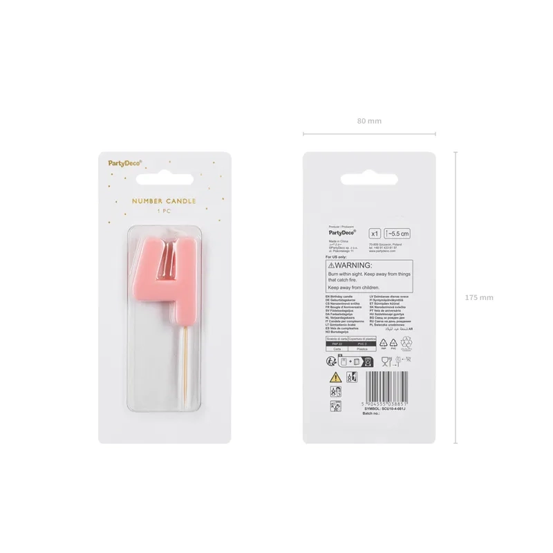 Világos rózsaszín 4-es számú tortagyertya