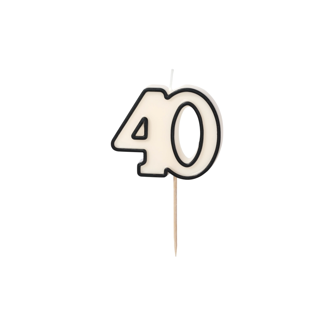 Lumânare pentru tort, cifră 40, alb-negru