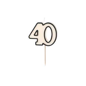 Sviečka na tortu číslo 40 čierno biela