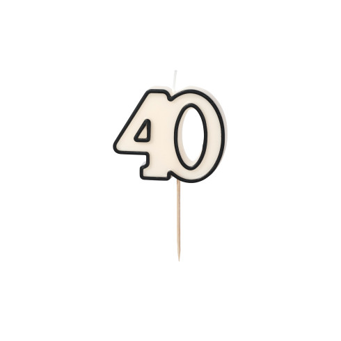 Sviečka na tortu číslo 40 čierno biela