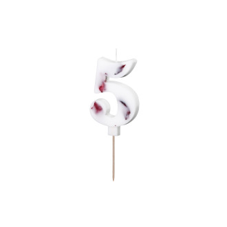 Sviečka na tortu číslo 5 biela s kvetmi 8 cm