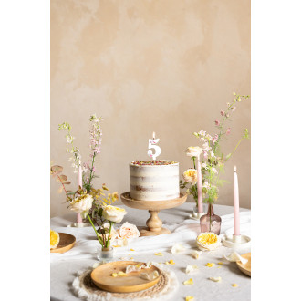 Sviečka na tortu číslo 5 biela s kvetmi 8 cm