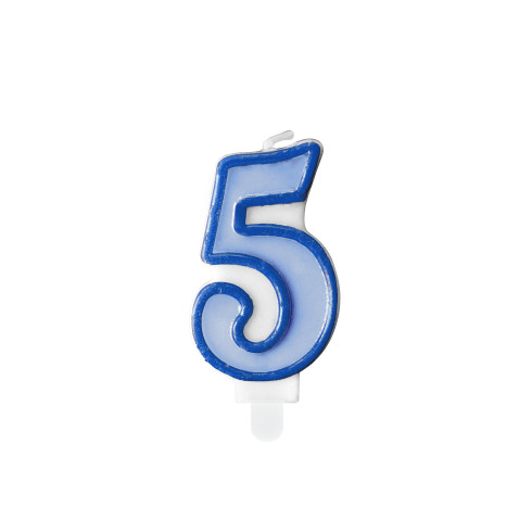 Sviečka na tortu číslo 5 modrá 7 cm