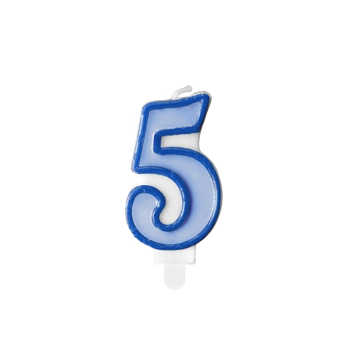 Lumânare pentru tort, numărul 5, albastră, 7 cm