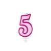 Rózsaszín tortagyertya 5-ös szám, 7 cm
