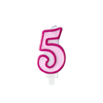 Sviečka na tortu číslo 5 ružová 7 cm