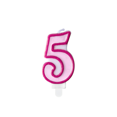 Sviečka na tortu číslo 5 ružová 7 cm