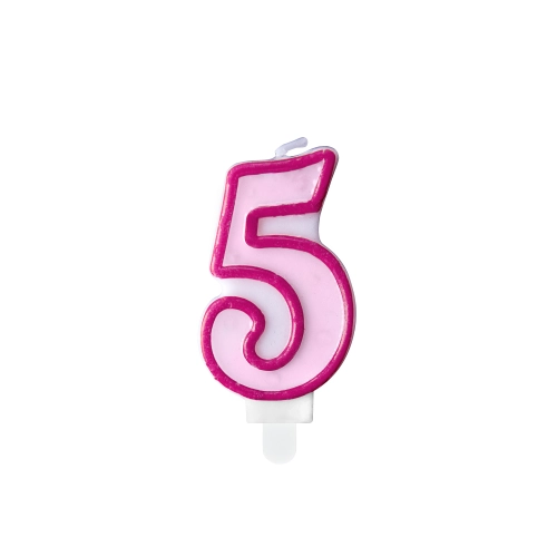 Sviečka na tortu číslo 5 ružová 7 cm