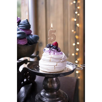 Sviečka na tortu číslo 5 ružovo zlatá