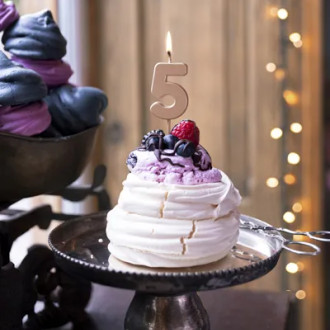 Sviečka na tortu číslo 5 ružovo zlatá