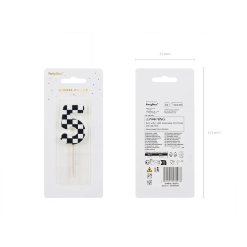 Svijeća za tortu broj 5 s motivom zastavica