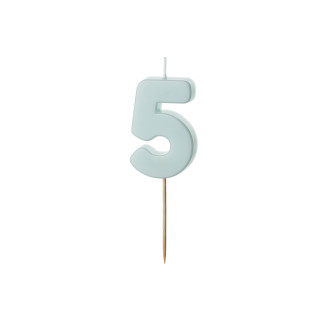 Sviečka na tortu číslo 5 svetlomodrá