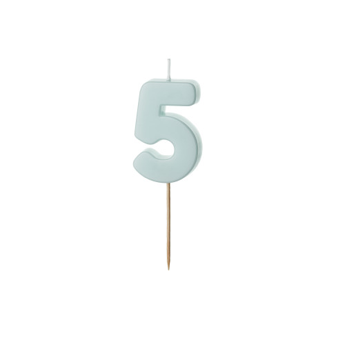 Sviečka na tortu číslo 5 svetlomodrá