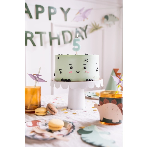 Lumânare pentru tort, cifra 5, albastru deschis