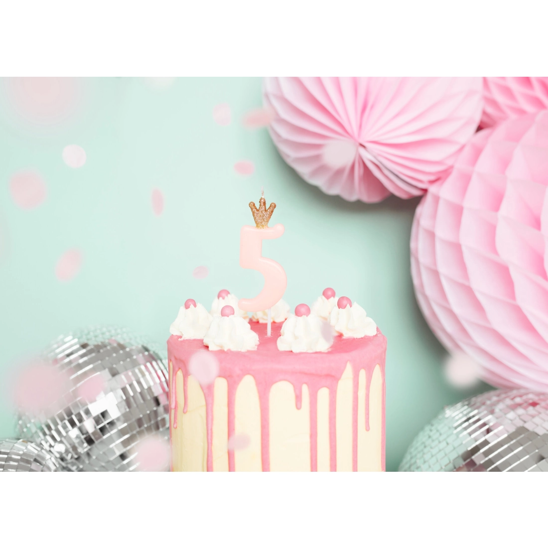 Világos rózsaszín 5-ös tortagyertya