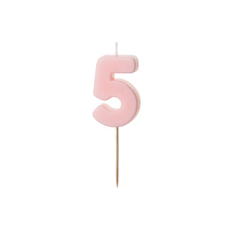 Sviečka na tortu číslo 5 svetloružová