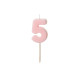 Sviečka na tortu číslo 5 svetloružová