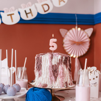 Sviečka na tortu číslo 5 svetloružová