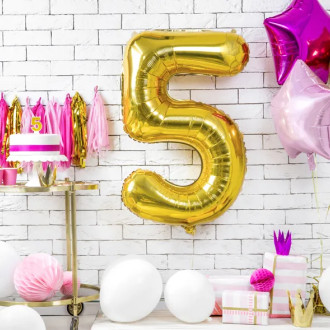 Sviečka na tortu číslo 5 zlatá 7 cm