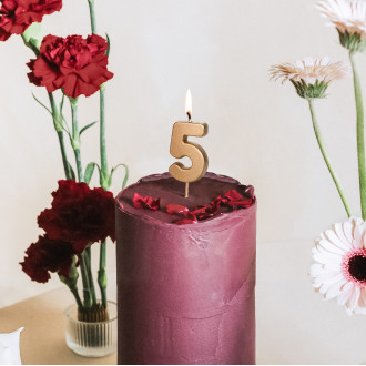 Sviečka na tortu číslo 5 zlatá