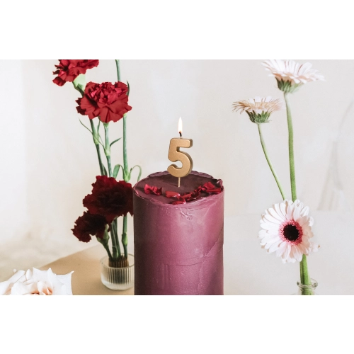 Lumânare pentru tort cifră 5 aurie