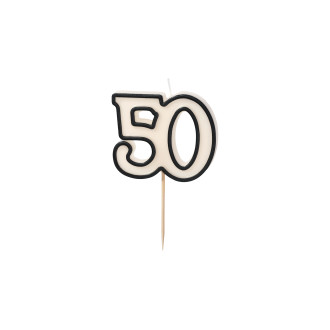 Světelná svíčka na dort číslo 50 černo-bílá