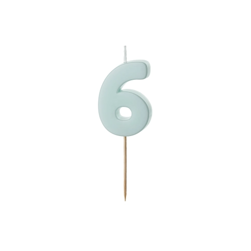 Világoskék 6-os számú tortagyertya