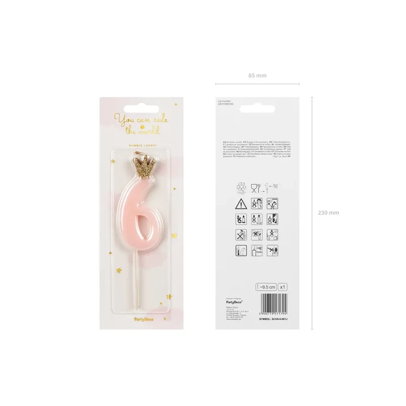 Tortagyertya 6-os szám, világos rózsaszín