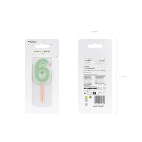 Svíčka na dort číslo 6 zelená