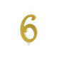 Sviečka na tortu číslo 6 zlatá glitrová