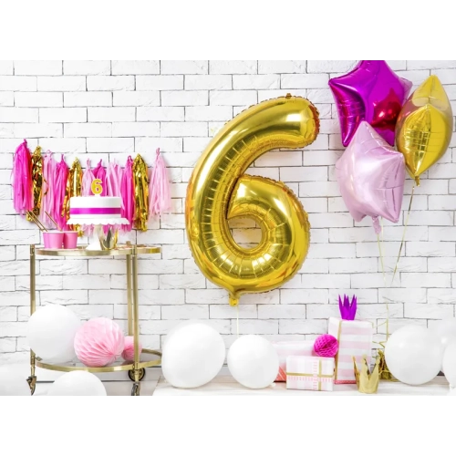 Bleščeča zlata svečka za torto številka 6