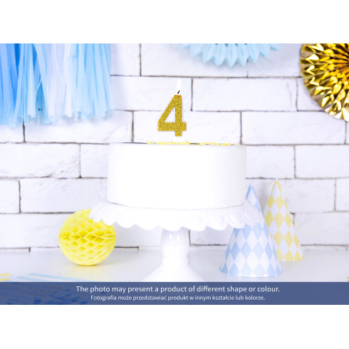 Lumânare pentru tort cifră 6, aurie cu sclipici