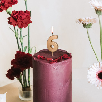 Sviečka na tortu číslo 6 zlatá