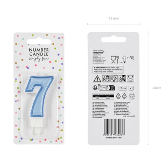 Svíčka na dort číslo 7 modrá 7 cm