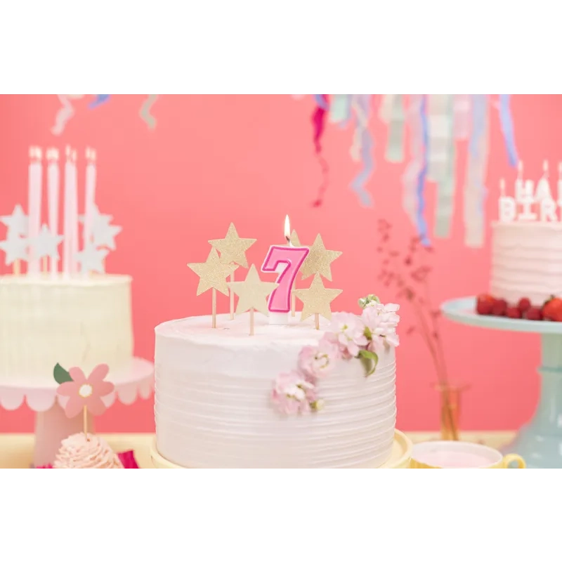 Rózsaszín 7-es tortagyertya