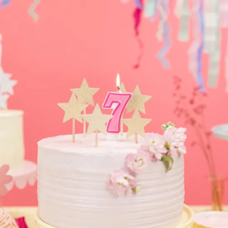 Sviečka na tortu číslo 7 ružová