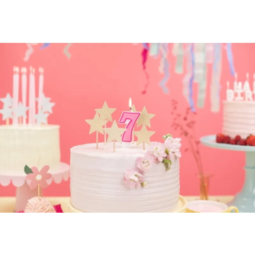 Lumânare pentru tort cifră 7 roz