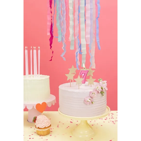 Rózsaszín 7-es tortagyertya