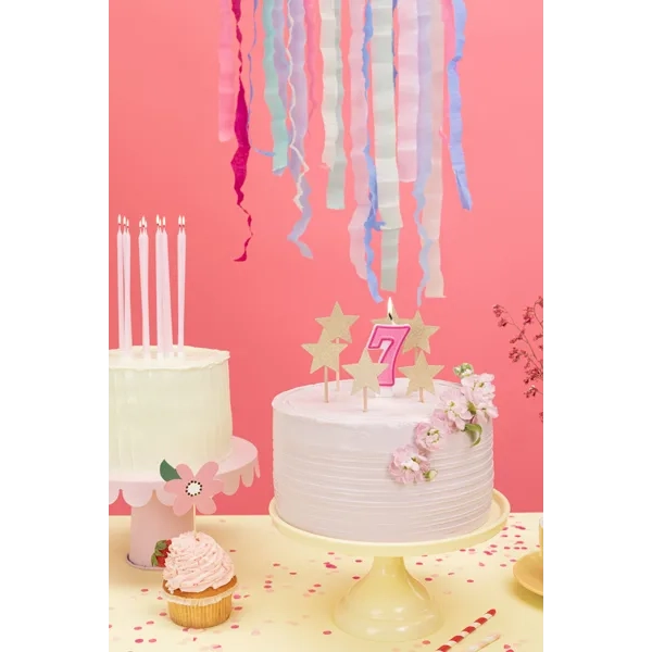 Rózsaszín 7-es tortagyertya