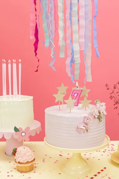 Sviečka na tortu číslo 7 ružová