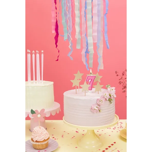 Rózsaszín 7-es tortagyertya