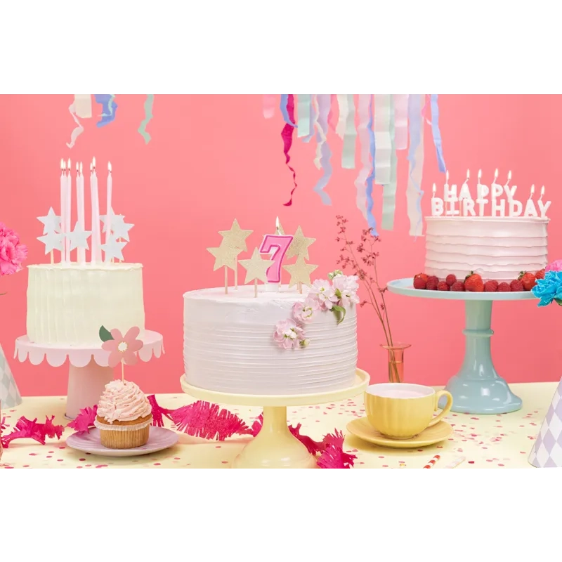Rózsaszín 7-es tortagyertya