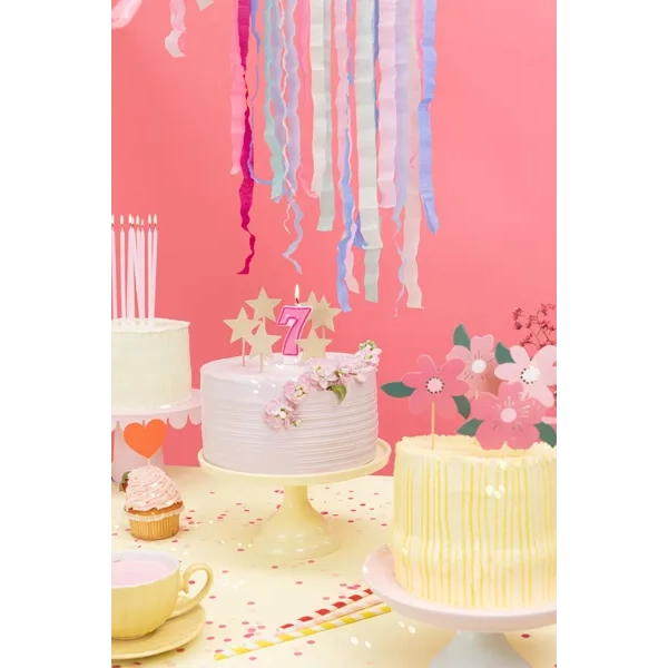 Rózsaszín 7-es tortagyertya