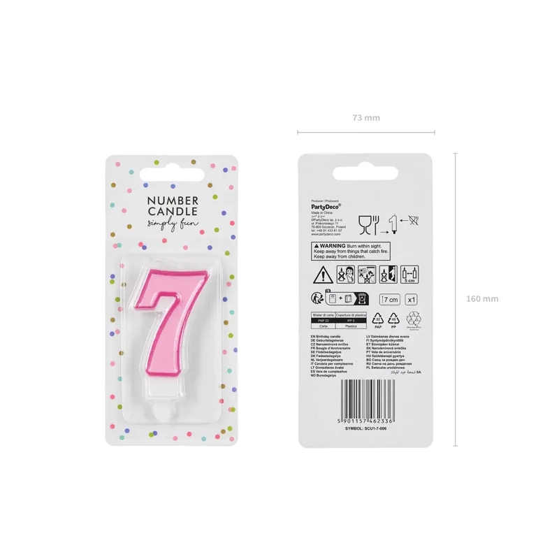 Rózsaszín 7-es tortagyertya