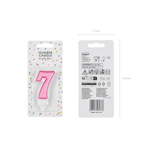 Sviečka na tortu číslo 7 ružová