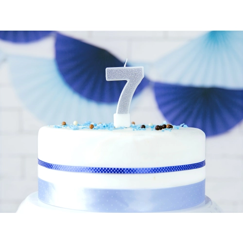 Lumânare de tort cifră 7 argintie