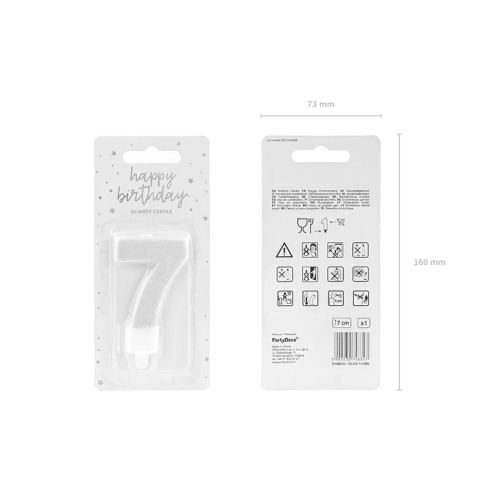 Sviečka na tortu číslo 7 strieborná
