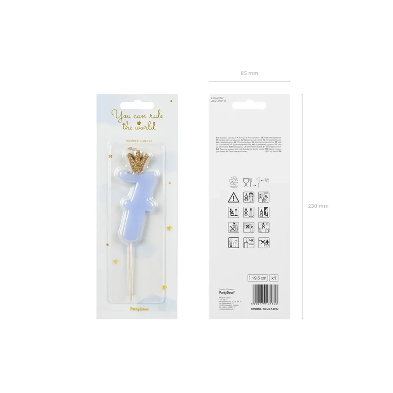 Világoskék tortagyertya 7-es szám